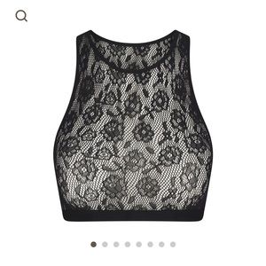 SKIMS WARP KNIT LACE BRALETTE ONYX